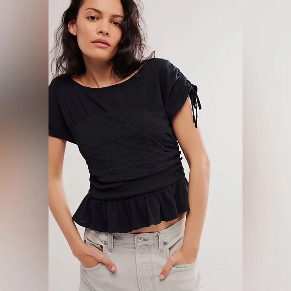 NWOT Free People Jessie Twofer Tie Shoulder Top